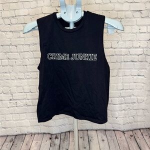 Crime Junkie Sleeveless Crop Graphic Top